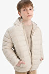 Erkek Çocuk Su Geçirmez Kapüşonlu Fermuarlı Şişme Mont