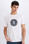 DeFacto %100 Pamuk Regular Fit Bisiklet Yaka Pamuklu Baskılı Kısa Kollu Tişört D7935AX25SPWT34