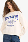 Regular Fit Bisiklet Yaka Baskılı Sweatshirt