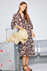 DeFacto 	Regular Fit Desenli Pamuklu Midi Plaj Elbisesi-Fall in Love E5099AX25SPBN341