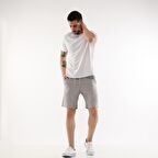 Erkek Sentetik Keten Yüksek Bel Lastikli Bol Kesim Şort C348