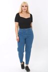 Mom Fit Jean Büyük Beden Yüksek Bel Carrot Kesim Dar Paça Pileli Esnek Kot Pantolon C600