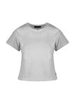 Bisiklet Yaka Basic T-Shirt - Açık Gri Melanj