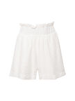 Beli Lastikli Rahat Kesim Şort - Beyaz
