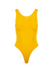 Yüzücü Atlet Kesim Alttan Çıtçıtlı Body - Sarı