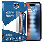 Buff iPhone 15 5D Glass Ekran Koruyucu