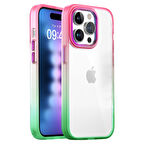 Buff iPhone 15 Pro Max Air Bumper Rainbow Kılıf Pink Green