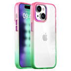 Buff iPhone 15 Plus Air Bumper Rainbow Kılıf Pink Green