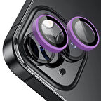 Buff iPhone 15 / 15 Plus Neon Metal Lens Koruyucu Purple