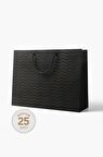 Medium 25'li 5 Desi Klasik Seri Kraft Çanta 40x30x12cm - Siyah