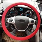 Araç Araba Renkli Direksiyon Silikon Kılıfı Kaydırmaz Kirmizi