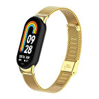 Xiaomi Mi Band 8 Mi Band 9 Uyumlu Paslanmaz Metal Hasır Tokalı Kordon Kayış