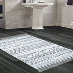 Dekoreko Kaymaz Taban Djt Banyo Halısı Yıldız Deri Saçaklı İskandinav F5078