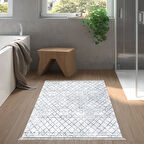 Dekoreko Kaymaz Taban Djt Banyo Halısı Yıldız Deri Saçaklı İskandinav F5079