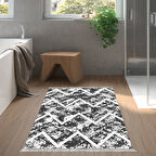 Dekoreko Kaymaz Taban Djt Banyo Halısı Yıldız Deri Saçaklı İskandinav F5128