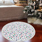 Alanur Home Yılbaşına Özel Keçe Dijital Yıkanabilir Yuvarlak Halı Chr10M