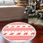 Alanur Home Yılbaşına Özel Pamuk Dijital Yıkanabilir Yuvarlak Halı Chr6M