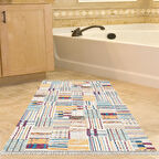 Dekoreko Kaymaz Taban Djt Banyo Halısı Yıldız Deri Saçaklı Modern 1937