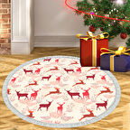 Alanur Home Yılbaşına Özel Keçe Dijital Yıkanabilir Yuvarlak Halı Chr4M