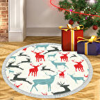 Alanur Home Yılbaşına Özel Pamuk Dijital Yıkanabilir Yuvarlak Halı Chr7M