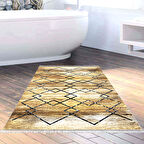 Dekoreko Kaymaz Taban Djt Banyo Halısı Yıldız Deri Saçaklı Modern M5006