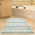 Dekoreko Kaymaz Taban Djt Banyo Halısı Star Pamuk Saçaklı İskandinav F5078