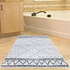 Dekoreko Kaymaz Taban Djt Banyo Halısı Star Pamuk Saçaklı İskandinav F5081