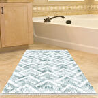 Dekoreko Kaymaz Taban Djt Banyo Halısı Star Pamuk Saçaklı İskandinav F5124