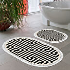 Eko Trend Djt 2 Li Yıkanabilir Kaymaz Taban Oval Banyo Paspas Klozet Takımı 658M Modern