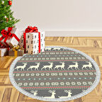 Alanur Home Yılbaşına Özel Keçe Dijital Yıkanabilir Yuvarlak Halı Chr2M