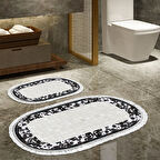 Eko Trend Djt 2 Li Yıkanabilir Kaymaz Taban Oval Banyo Paspas Klozet Takımı 1495 Modern