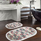 Eko Trend Djt 2 Li Yıkanabilir Kaymaz Taban Oval Banyo Paspas Klozet Takımı 661 Iskandinav