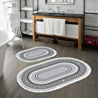 Eko Trend Djt 2 Li Yıkanabilir Kaymaz Taban Oval Banyo Paspas Klozet Takımı 651M Modern