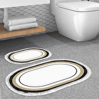 Eko Trend Djt 2 Li Yıkanabilir Kaymaz Taban Oval Banyo Paspas Klozet Takımı 673M Bordürlü