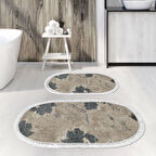 Eko Trend Djt 2 Li Yıkanabilir Kaymaz Taban Oval Banyo Paspas Klozet Takımı 660M Suluboya