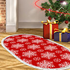 Alanur Home Yılbaşına Özel Keçe Dijital Yıkanabilir Oval Halı Chr17M