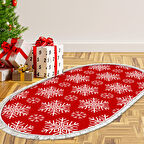 Alanur Home Yılbaşına Özel Pamuk Dijital Yıkanabilir Oval Halı Chr17M