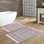 Dekoreko Kaymaz Taban Djt 2 Li Banyo Paspas Takımı Trend Saçaklı İskandinav F5082