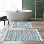 Dekoreko Kaymaz Taban Djt 2 Li Banyo Paspas Takımı Trend Saçaklı İskandinav F5082