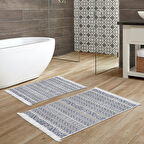 Dekoreko Kaymaz Taban Djt 2 Li Banyo Paspas Takımı Trend Saçaklı İskandinav F5082