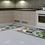 Eko Trend Djt 2 Li Yıkanabilir Kaymaz Taban Mutfak Halısı Seti M12282 Mutfak