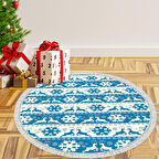 Alanur Home Yılbaşına Özel Pamuk Dijital Yıkanabilir Yuvarlak Halı Chr5M
