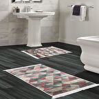 Dekoreko Kaymaz Taban Djt 2 Li Banyo Paspas Takımı Yıldız Deri Saçaklı İskandinav 661M