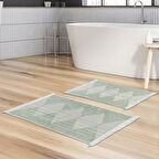 Dekoreko Kaymaz Taban Djt 2 Li Banyo Paspas Takımı Yıldız Deri Saçaklı İskandinav F5085