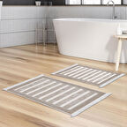 Dekoreko Kaymaz Taban Djt 2 Li Banyo Paspas Takımı Star Pamuk Saçaklı Modern 1545