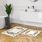 Dekoreko Kaymaz Taban Djt 2 Li Banyo Paspas Takımı Star Pamuk Saçaklı Modern 2073M