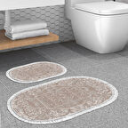 Eko Trend Djt 2 Li Yıkanabilir Kaymaz Taban Oval Banyo Paspas Klozet Takımı 1488 Modern