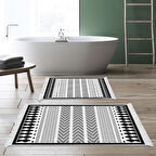 Dekoreko Kaymaz Taban Djt 2 Li Banyo Paspas Takımı Yıldız Deri Saçaklı İskandinav M1273