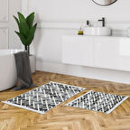 Dekoreko Kaymaz Taban Djt 2 Li Banyo Paspas Takımı Yıldız Deri Saçaklı İskandinav S5039