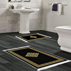 Dekoreko Kaymaz Taban Djt 2 Li Banyo Paspas Takımı Yıldız Deri Saçaklı Modern 656M